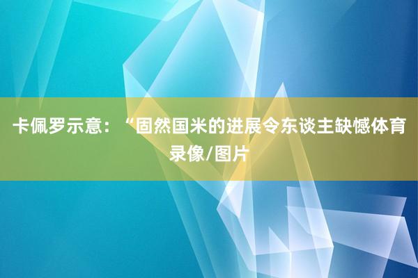 卡佩罗示意:“固然国米的进展令东谈主缺憾体育录像/图片
